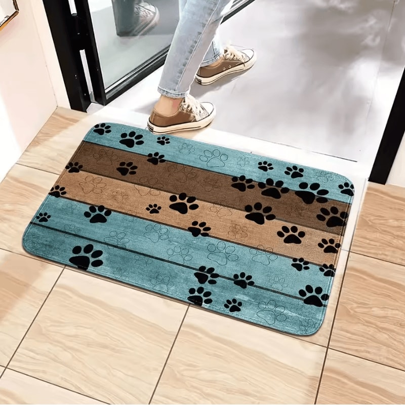 Cat Paw Print Absorbent Doormat Cute NonSlip Kitchen Entrance Floor Rug 5