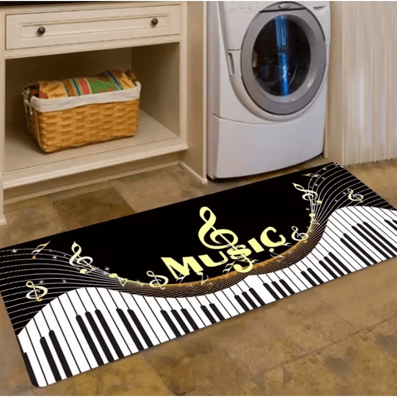 MusicThemed Kitchen Floor Mat NonSlip Decorative Doormat For Home Entrance 0