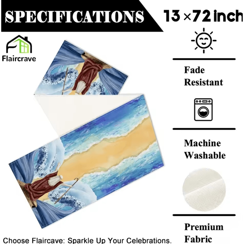 Passover Linen Table Runner Red Sea Design Pesach Festival Dining Decor 4