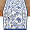 Summer Blue Floral Linen Table Runner Farmhouse Dining Wedding Table Decor 0