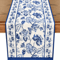 Summer Blue Floral Linen Table Runner Farmhouse Dining Wedding Table Decor 0