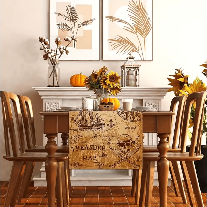 Indiana Jones Pirate Treasure Table Runner AdventureThemed Linen Dining Decor 1