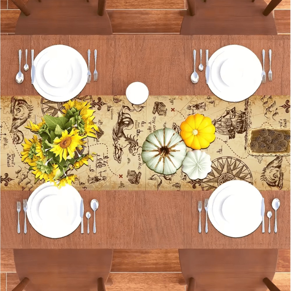 Indiana Jones Pirate Treasure Table Runner AdventureThemed Linen Dining Decor 3