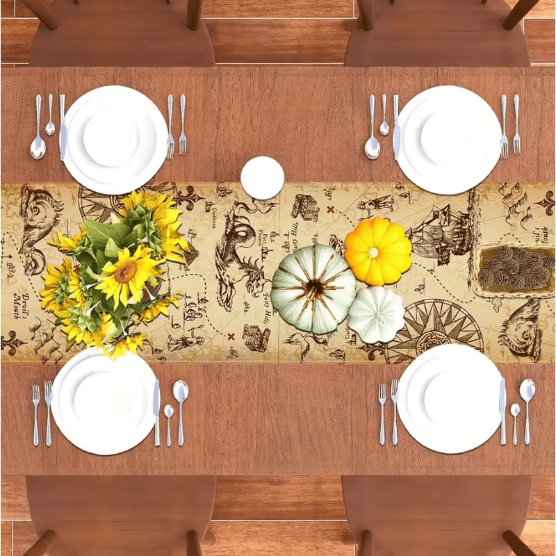 Indiana Jones Pirate Treasure Table Runner AdventureThemed Linen Dining Decor 3