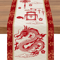Chinese New Year Dragon Linen Table Runner Spring Festival Dining Decor 0