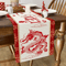 Chinese New Year Dragon Linen Table Runner Spring Festival Dining Decor 2