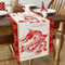 Chinese New Year Dragon Linen Table Runner Spring Festival Dining Decor 2