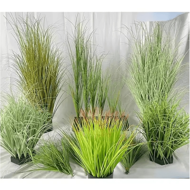 Realistic Artificial Grass Bush Set Mini Faux Green Plants Reed Decor For Home Styling 0