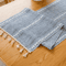 Boho Green Table Runner With Tassels Rustic Cotton Linen Farmhouse Dining Decor 5
