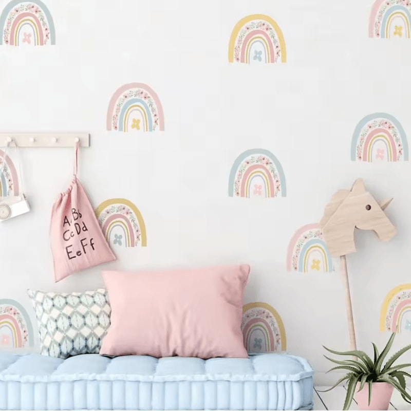 36PCS Rainbow Wall Stickers Colorful Vinyl Peel Stick Nursery Decor For Girls Room 0