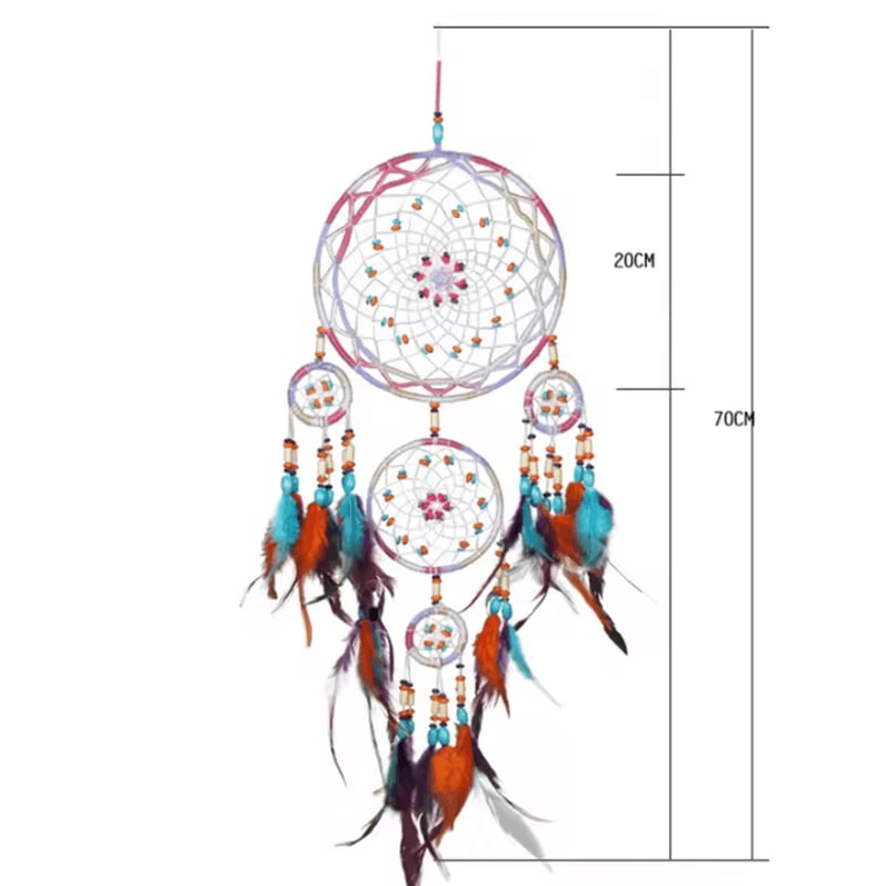 Handmade FiveRing Macrame Dream Catcher Boho Wall Hanging Decor For Bedroom Living Room 3