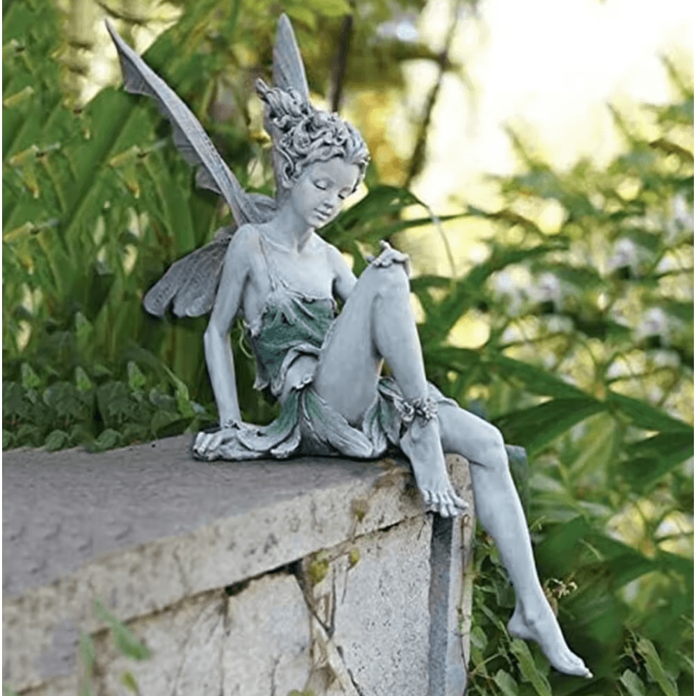 Enchanted Flute Fairy Garden Statue Resin Angel Sculpture For Outdoor Lawn Home Decor 0