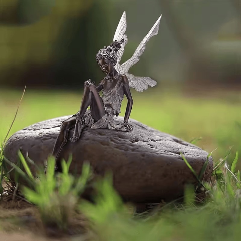 Enchanted Flute Fairy Garden Statue Resin Angel Sculpture For Outdoor Lawn Home Decor 1