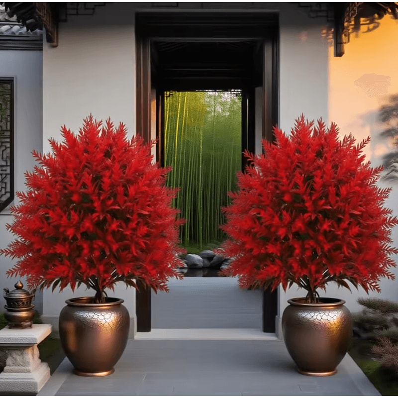 Red Artificial Lavender Garden Stake UVResistant Faux Outdoor Flower Decor 0
