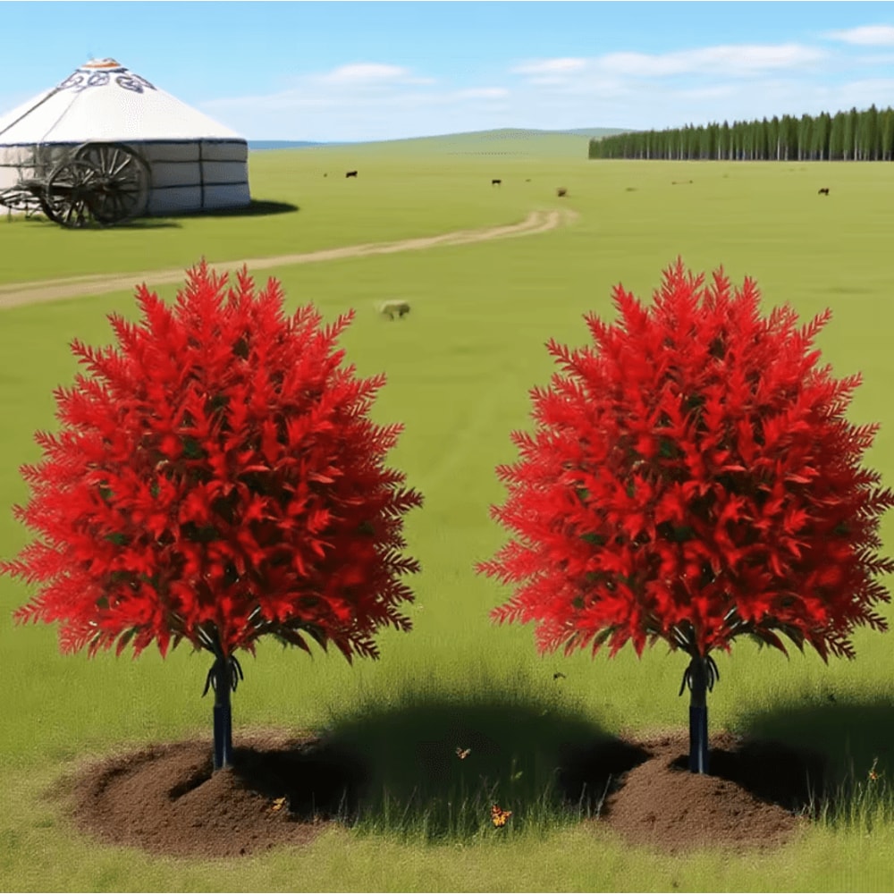 Red Artificial Lavender Garden Stake UVResistant Faux Outdoor Flower Decor 2