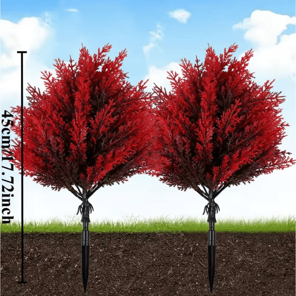 Red Artificial Lavender Garden Stake UVResistant Faux Outdoor Flower Decor 3