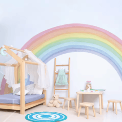 large pastel rainbow wall stickers – boho nursery peel & stick wall decals for kids room