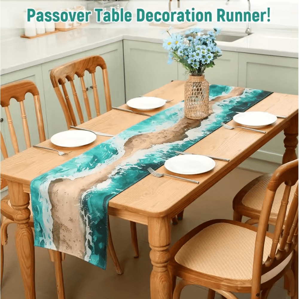 Passover Linen Table Runner Elegant Pesach Seder Table Decor For Jewish Holiday Dining 1