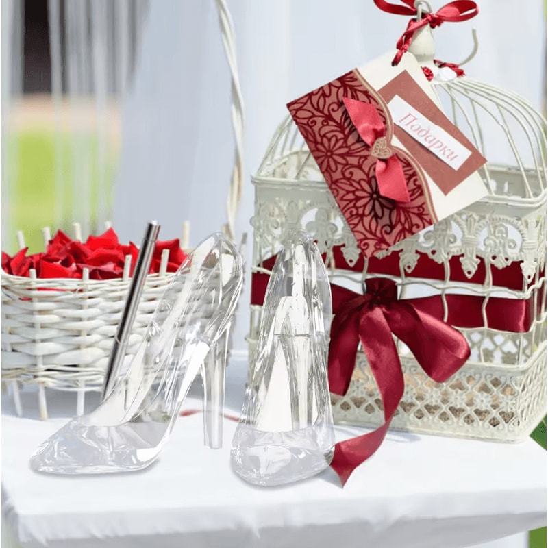Cinderella Crystal Glass Slipper Figurine Elegant Acrylic High Heel Wedding Home Decor 1
