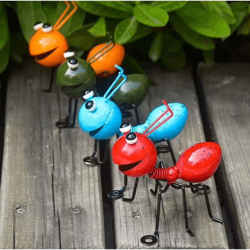 Cute Metal Ant Wall Art Set 3D Garden Indoor Insect Sculpture Decor 1
