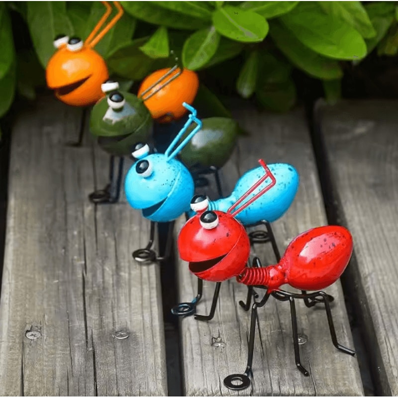 Cute Metal Ant Wall Art Set 3D Garden Indoor Insect Sculpture Decor 1