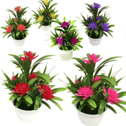 colorful artificial flower bonsai – mini potted faux plants for home & table decor