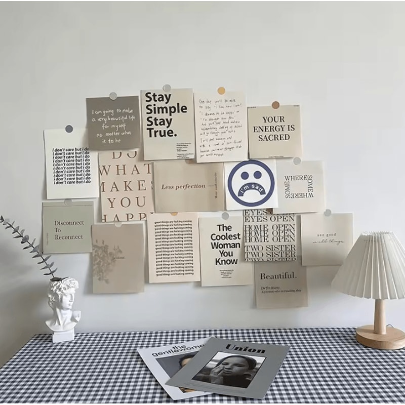 Nordic Retro Photo Card Wall Decor Set Aesthetic DIY Postcard Stickers For Bedroom Dorm 7