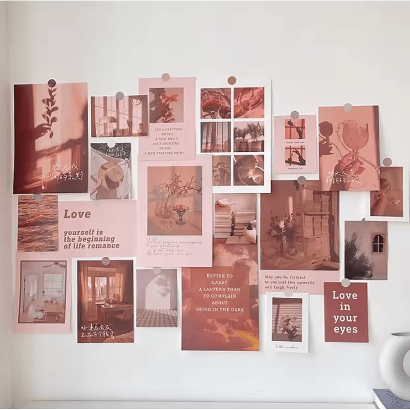 Nordic Retro Photo Card Wall Decor Set Aesthetic DIY Postcard Stickers For Bedroom Dorm 8