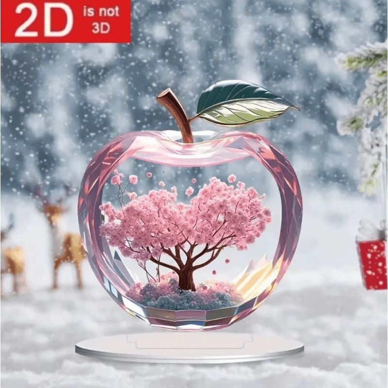 Romantic Cherry Blossom Apple Acrylic Desk Decor Nordic Aesthetic Tabletop Ornament 1