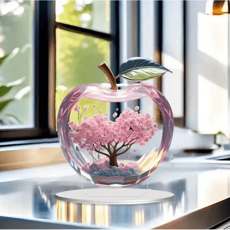 Romantic Cherry Blossom Apple Acrylic Desk Decor Nordic Aesthetic Tabletop Ornament 3