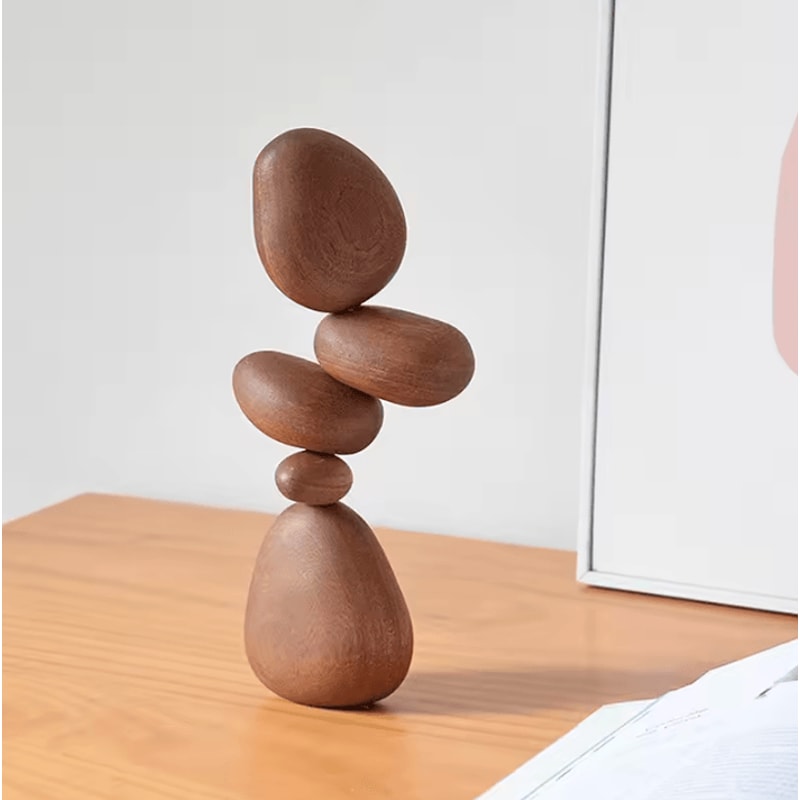 Nordic Wooden Stone Puzzle Decor Solid Wood Decompression Art Ornament For Wall Desk 4