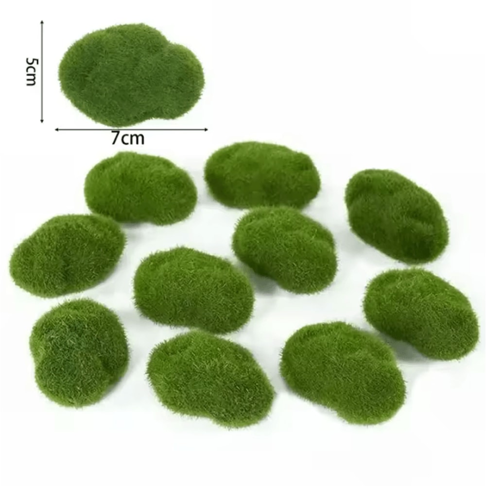 Artificial Moss Stone Decor Balls Realistic Green Moss Rocks For DIY Garden Home Styling 5