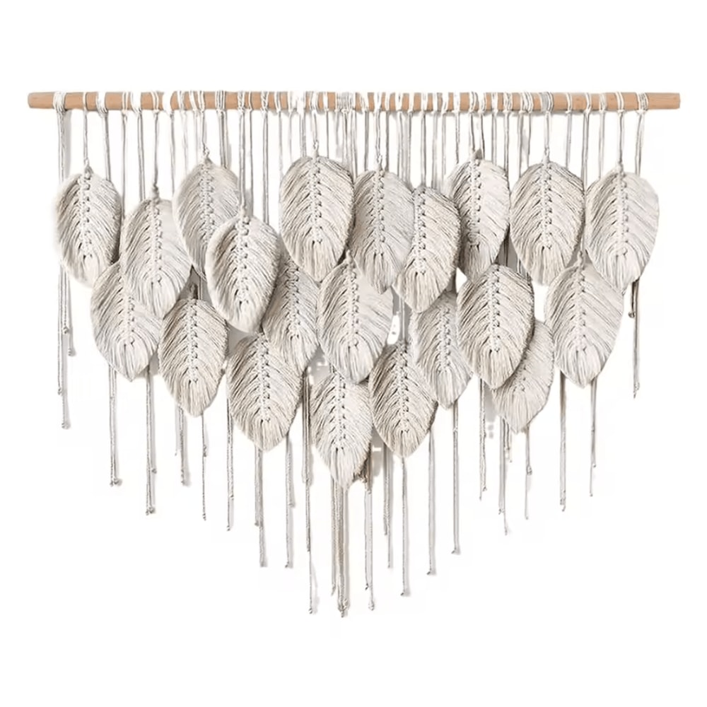 Large Boho Macrame Wall Hanging Handmade Nordic Woven Tapestry Leaf Art Decor 4