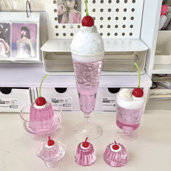 retro jelly dessert decor set – kawaii pudding & pink soda photo props (japanese aesthetic)