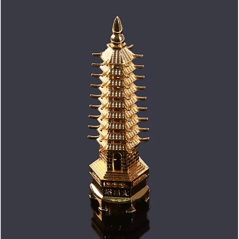 Feng Shui Wenchang Pagoda Tower Zinc Alloy Wisdom Success Desk Decor 0