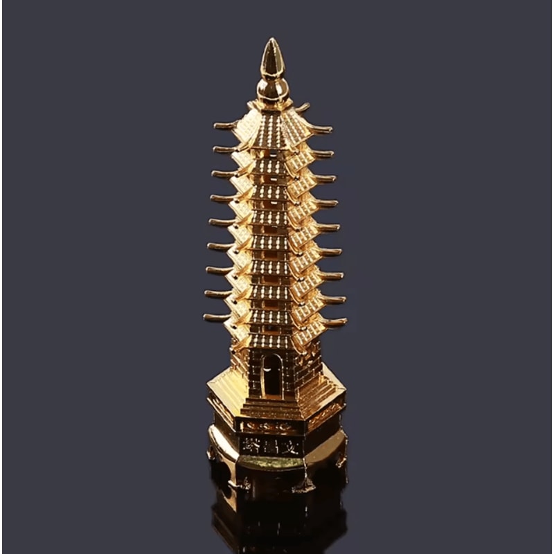 Feng Shui Wenchang Pagoda Tower Zinc Alloy Wisdom Success Desk Decor 0