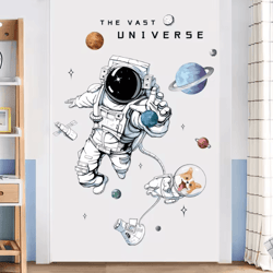 cute astronaut wall stickers – removable space decals for kids room & nursery decor