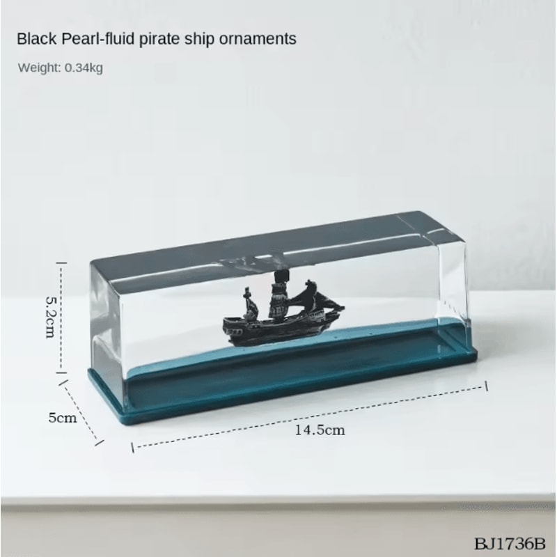 Black Pearl Liquid Motion Ship Bottle Floating Pirate Ship Stress Relief Desk Decor 2