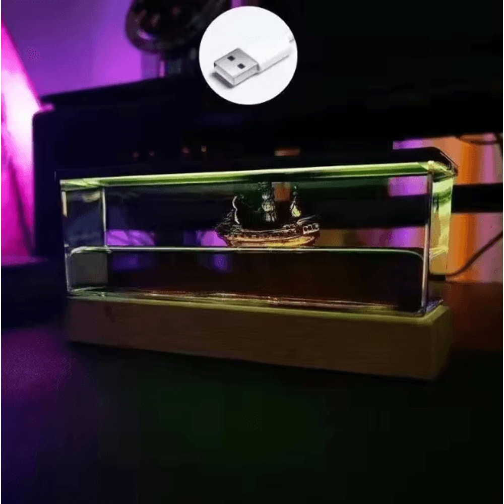 Black Pearl Liquid Motion Ship Bottle Floating Pirate Ship Stress Relief Desk Decor 4