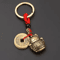 Vintage Lucky Cat Feng Shui Keychain Alloy Maneki Neko Wealth Talisman With Five Emperor Coins 0