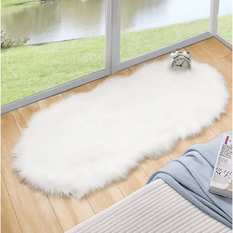 White Faux Sheepskin Fluffy Rug Ultra Soft Washable Shag Carpet For Bedroom Living Room 1