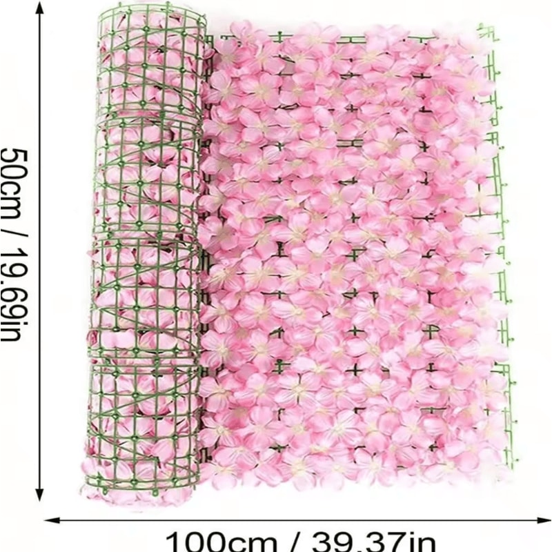 Expandable Artificial Ivy Fence Screen With Flowers Decorative Garden Privacy Wall Panel 1