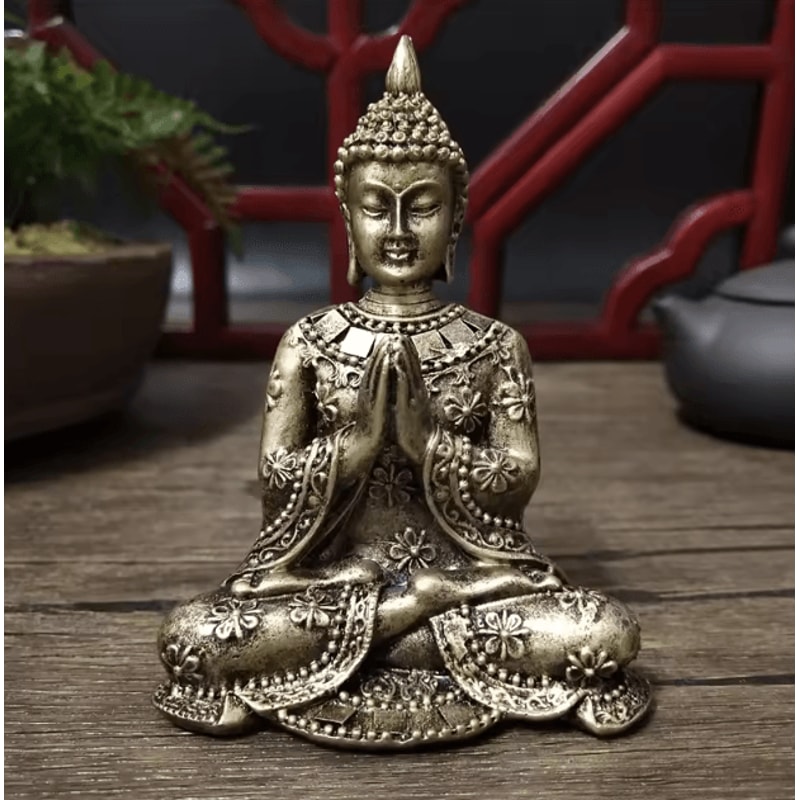 Thai Meditation Buddha Statue Bronze Resin Feng Shui Buddha Figurine For Home Decor 0