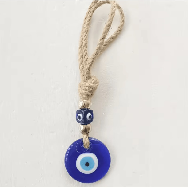Handcrafted Evil Eye Wall Hanging Blue Glass Evil Eye Charm Protective Home Decor Pendant 3
