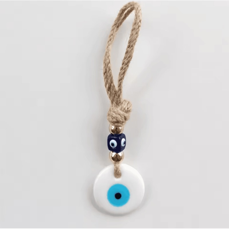 Handcrafted Evil Eye Wall Hanging Blue Glass Evil Eye Charm Protective Home Decor Pendant 4