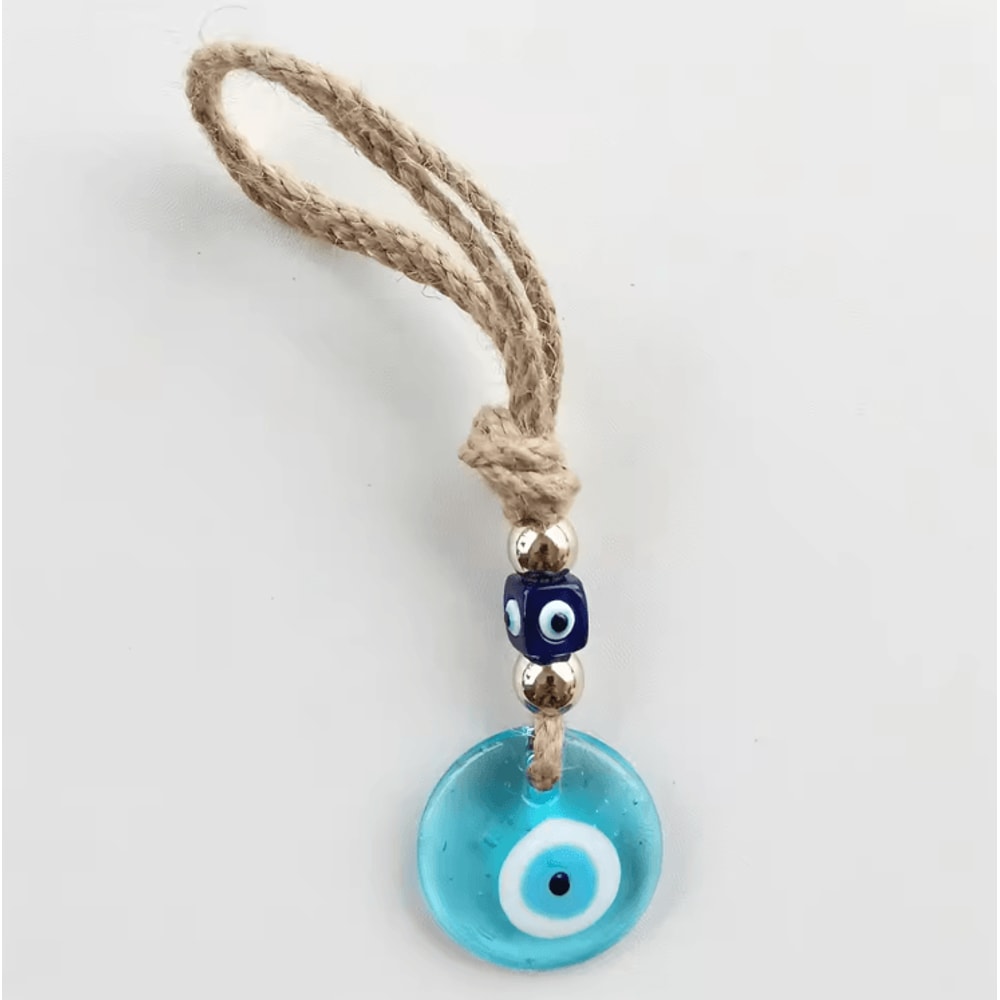 Handcrafted Evil Eye Wall Hanging Blue Glass Evil Eye Charm Protective Home Decor Pendant 6