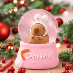 luminous capybara crystal ball ornament – cute capybara desk decor mini glow display
