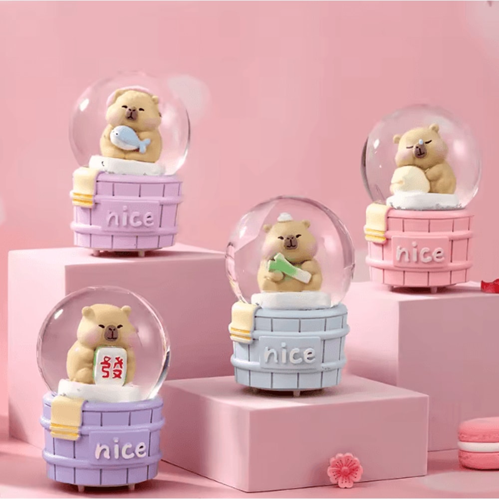 Luminous Capybara Crystal Ball Ornament Cute Capybara Desk Decor Mini Glow Display 3