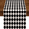 Black White Buffalo Plaid Table Runner Diamond Lattice Farmhouse Table Runner Linen Decor 0