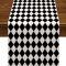 Black White Buffalo Plaid Table Runner Diamond Lattice Farmhouse Table Runner Linen Decor 0